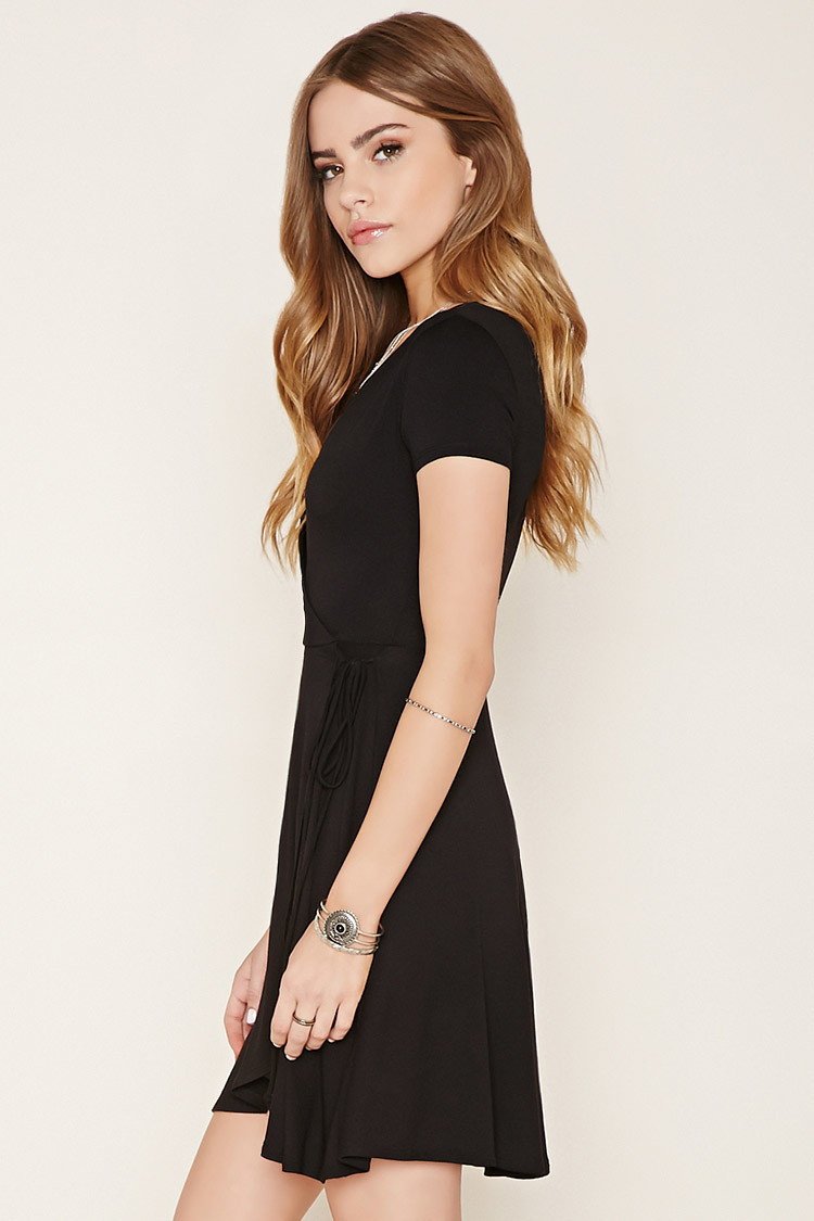 Allison Pleated Dip Hem Dress in Black
